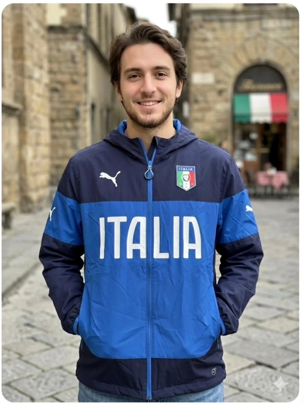 Puma Italia FIGC Stadium Jacket Blue & Navy Large